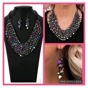 New Paparazzi Vivacious Zi Collection Oil Spill Statment Necklace‎ Earrings Set